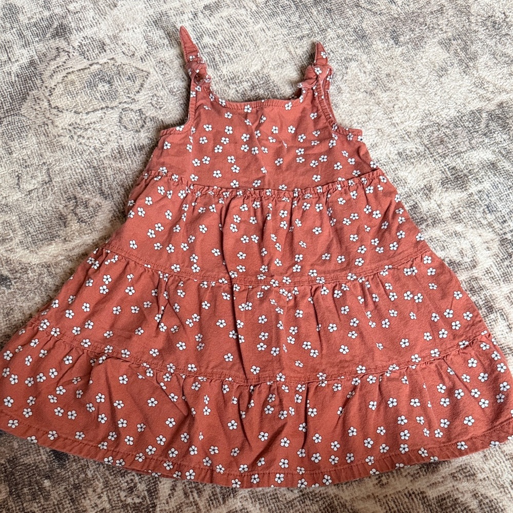 Adorable Floral Kids Dress in Rust